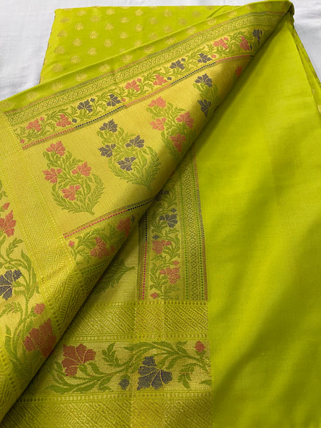 Bhawna Verma In Aquamarine Banarsi Silk Saree With Matching Pallu. Available in 2 colours.