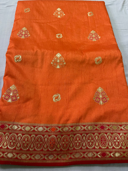 Bhawna Verma In Banarsi Dupion Silk Gota Patti Saree With Matching Pallu. Available in 2 colours.