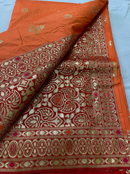 Bhawna Verma In Banarsi Dupion Silk Gota Patti Saree With Matching Pallu. Available in 2 colours.