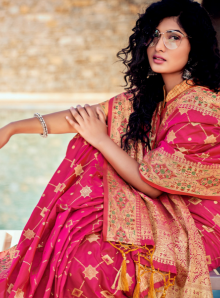 Banarsi Silk Saree. Available in 6 colours.