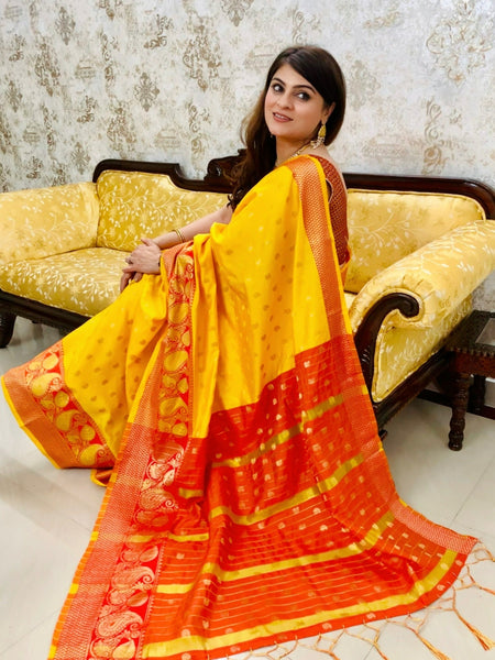 Naveena Kapoor In Mustard Banarsi Silk Saree