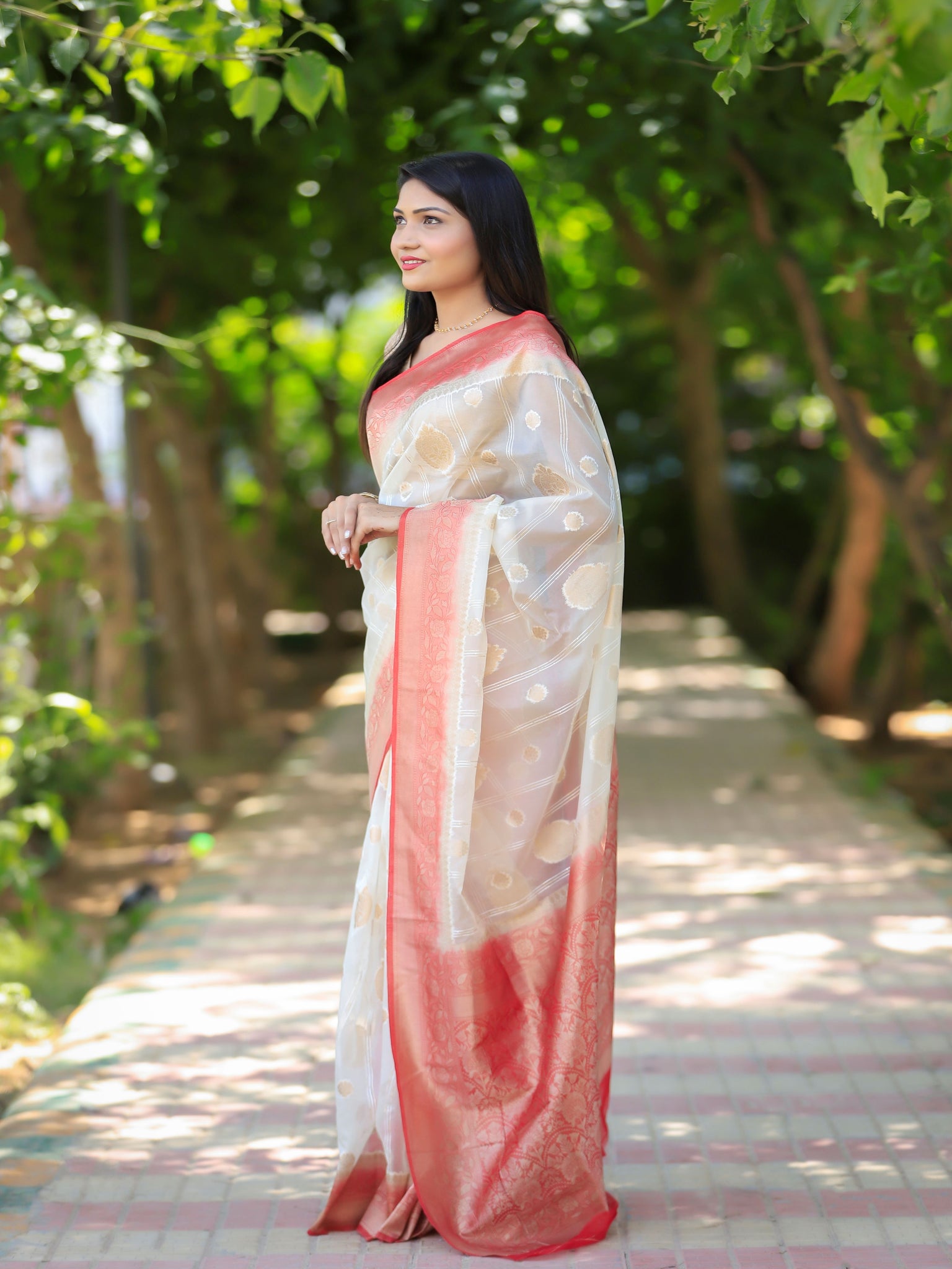 Reena Dwivedi In Banarsi Kora Silk With Contrast . Available In 3 Colours.