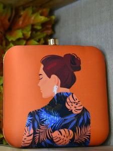 Art Printed on Silk Rectangular Clutch With Both Side Same Design