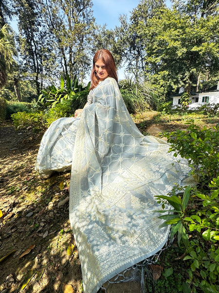 Naveena Kapoor In Banarsi Blended Cotton Silk Saree. Available In 4 Colours