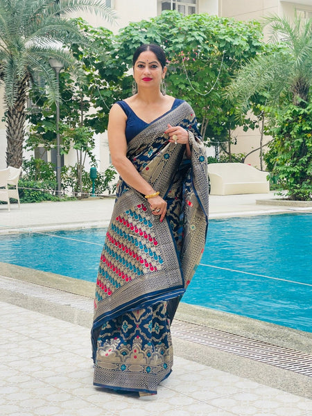 Reena Dwivedi In Banarsi Silk Saree. Available In 6 Colours.