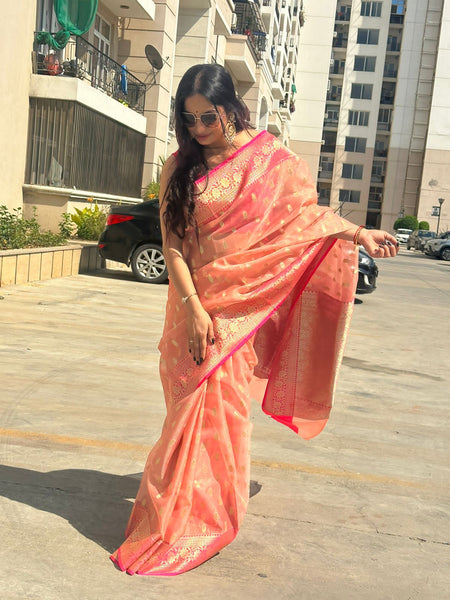 Reena Dwivedi In Kota Doria Saree. Available In 2 Colours.