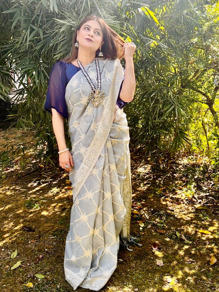 Naveena Kapoor In Banarsi Blended Cotton Silk Saree. Available In 4 Colours