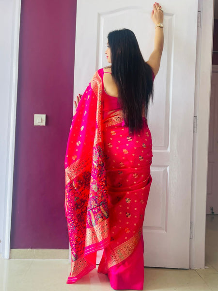 Reena Dwivedi In Banarsi Silk Saree. Available In 6 Colours.